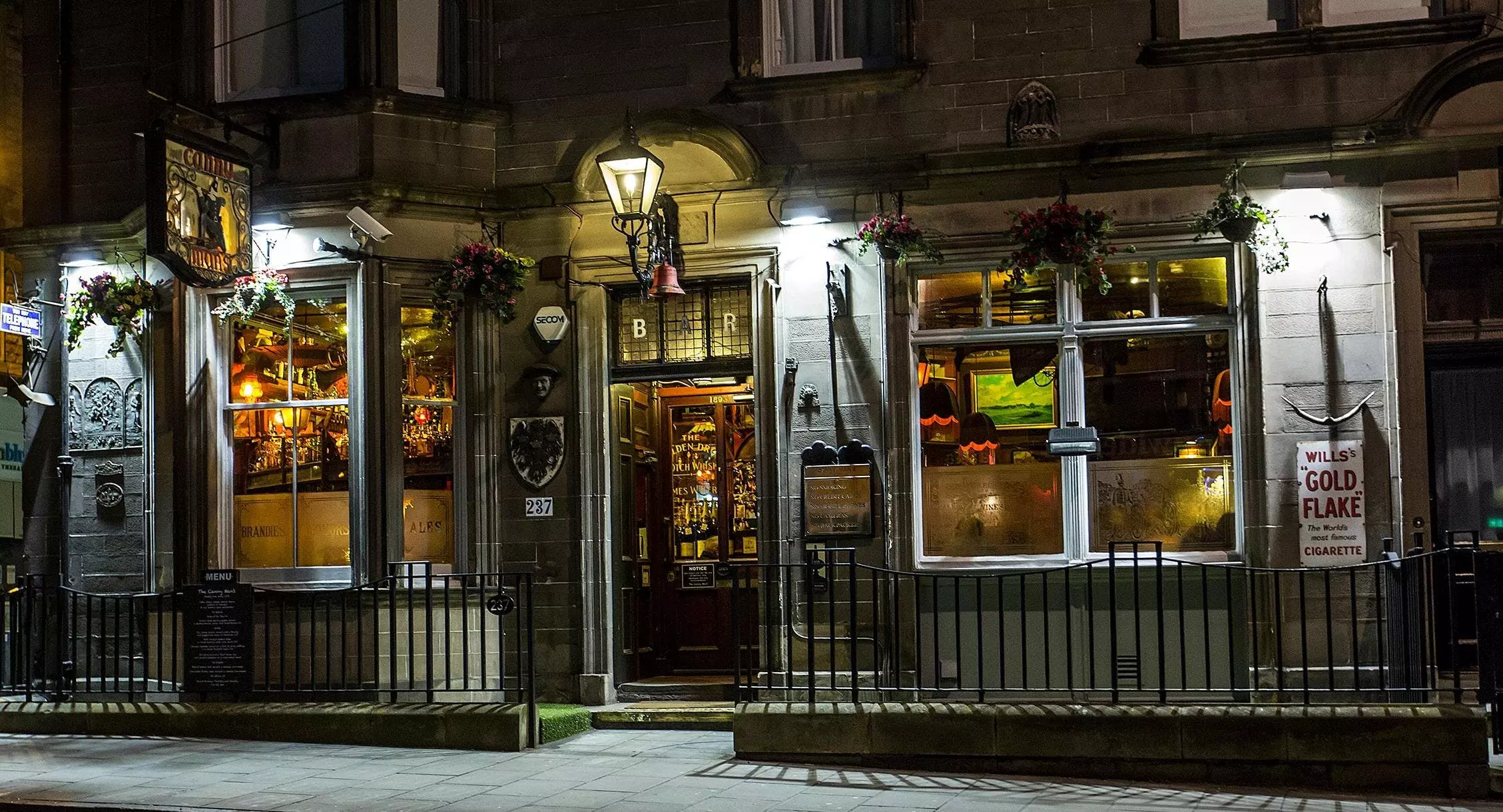 Scottish bar interior, warm wood and lived-in character